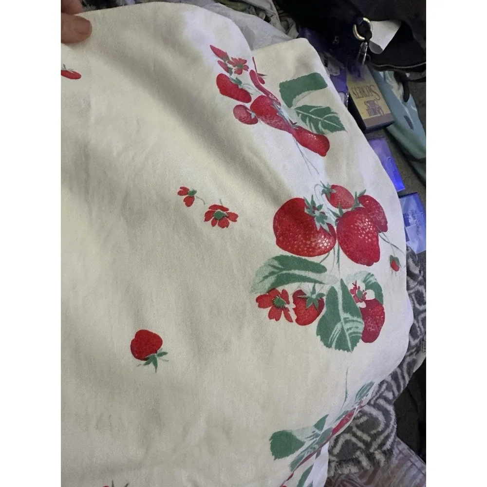 Vintage 1940's/1950's Strawberry Tablecloth 60 x54 USED